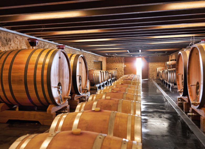 Wine barrels in the cellar